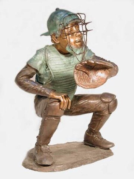Baseball Catcher Bronze Sculpture Garden Sculpture Memorial Tribute